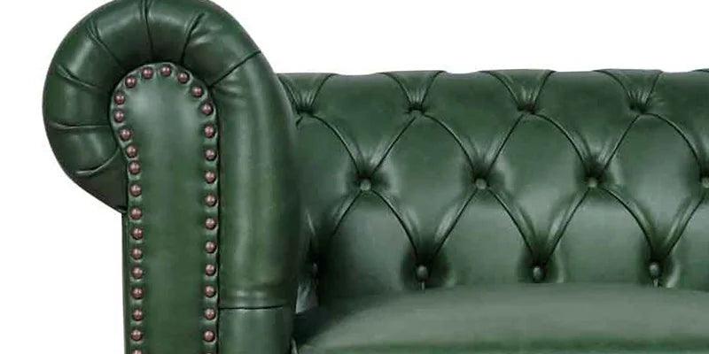Leatherette Chesterfield 2 Seater Sofa In Olive Green Finish
