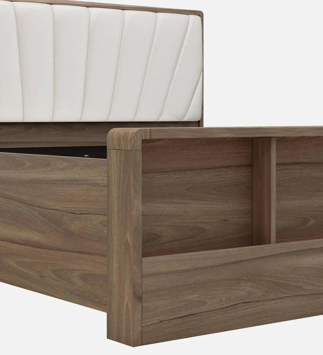 Symo King Size Bed in Bella Noce & Glossy White Colour with Hydraulic Storage