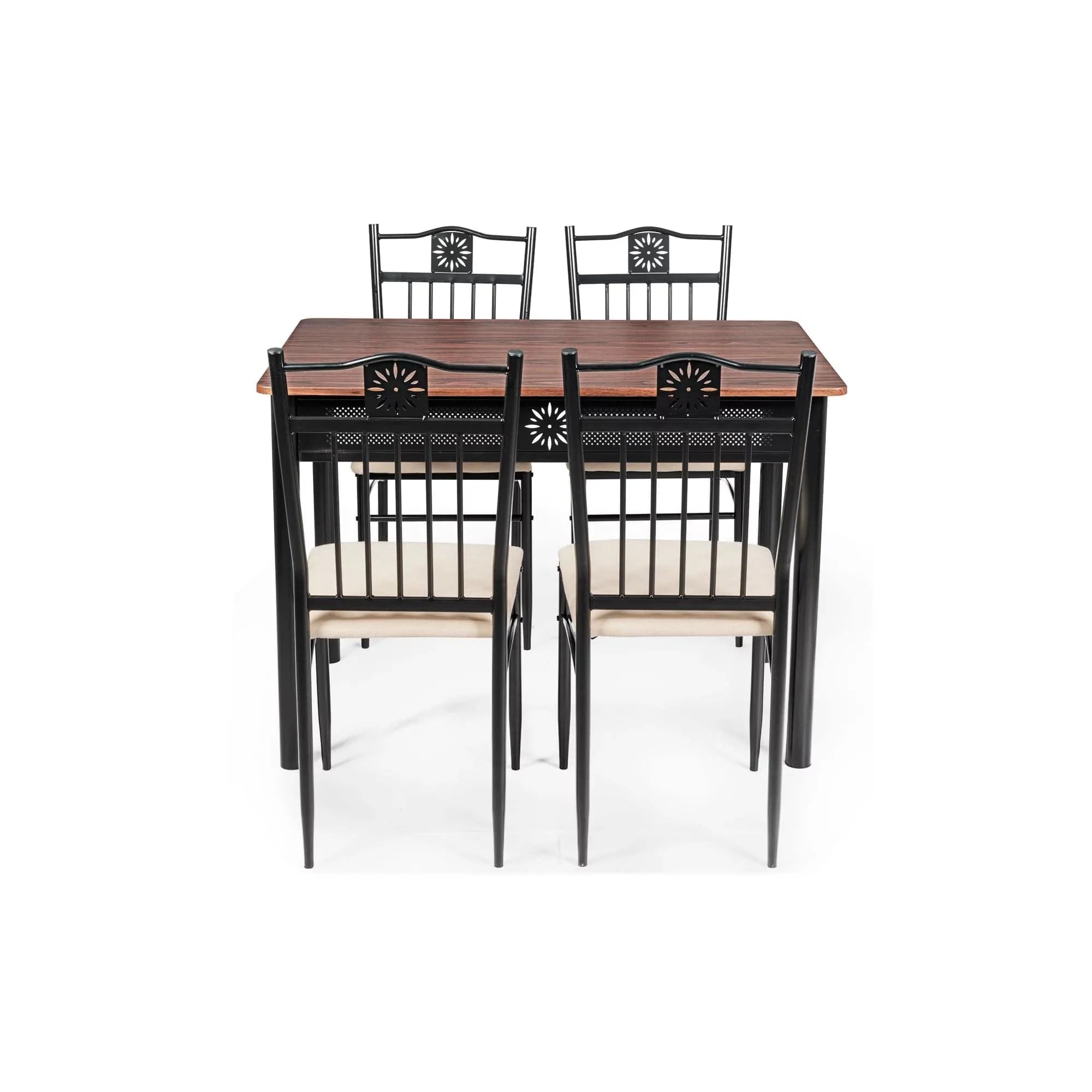 Topbuy 5 Piece Dining Set Wood Metal Table and Chairs Kitchen Furniture