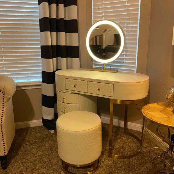 Acodaiuy Vanity Desk with Lighted Mirror – Classic White