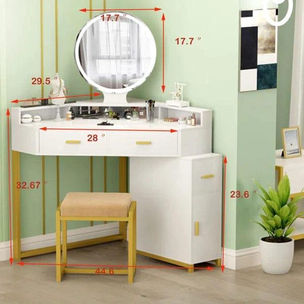 Ewa Vanity Dressing Table with Mirror & Stool – Elegant Black