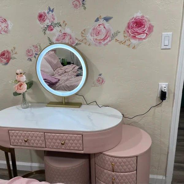 Acodaiuy Vanity Desk with Lighted Mirror – Classic White