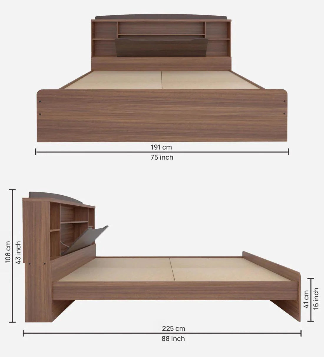 Manto King Size Bed in Teak Finish