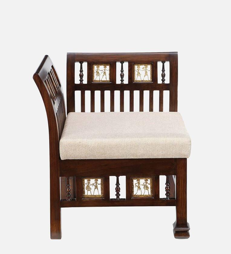 Teak Wood 1 Seater Sofa in Walnut Finish