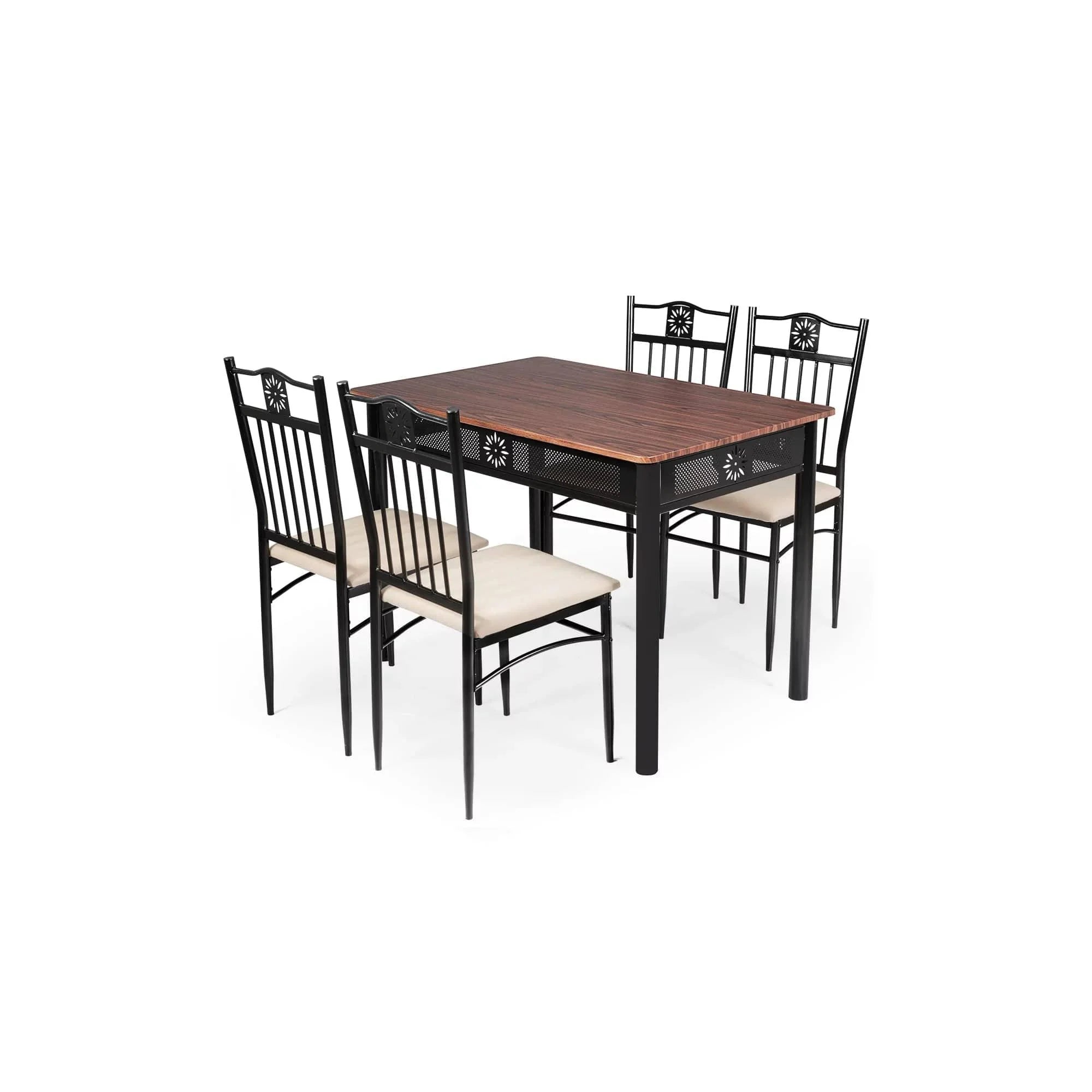 Topbuy 5 Piece Dining Set Wood Metal Table and Chairs Kitchen Furniture