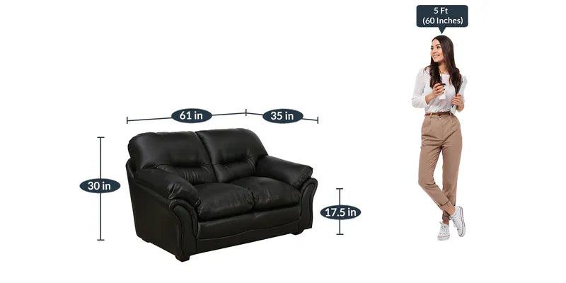 Leatherette 2 Seater Sofa In Black
