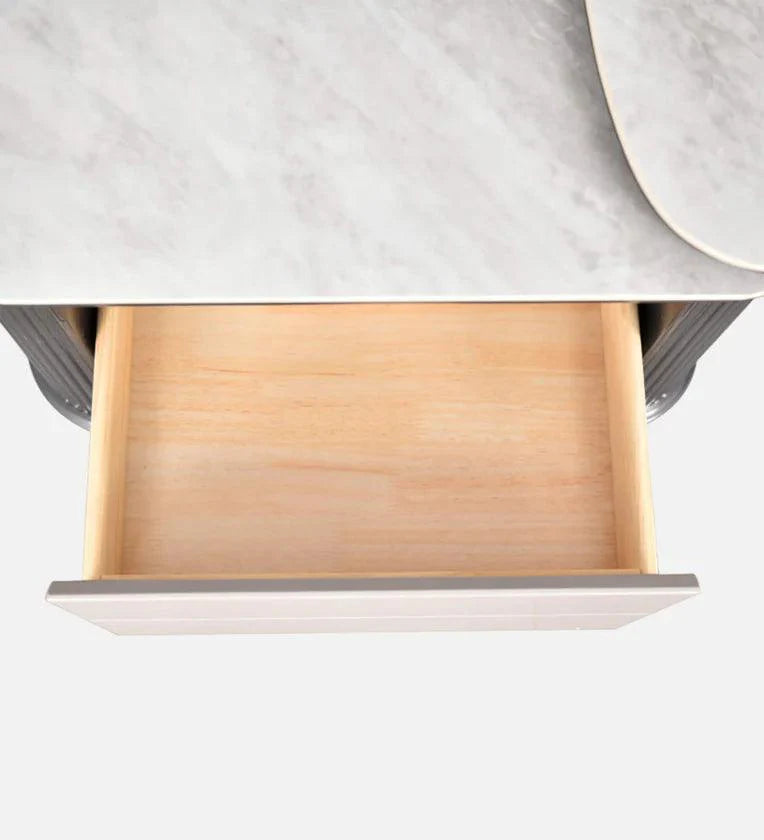 Marble Top Coffee Table in Grey Colour With Rotateable Top & 2 Pouffes