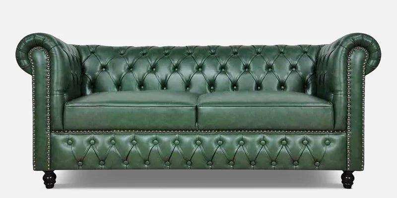 Leatherette Chesterfield 2 Seater Sofa In Olive Green Finish