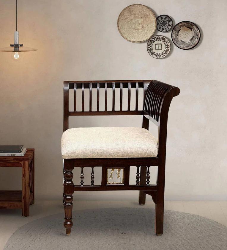 Teak Wood 1 Seater Sofa in Walnut Finish