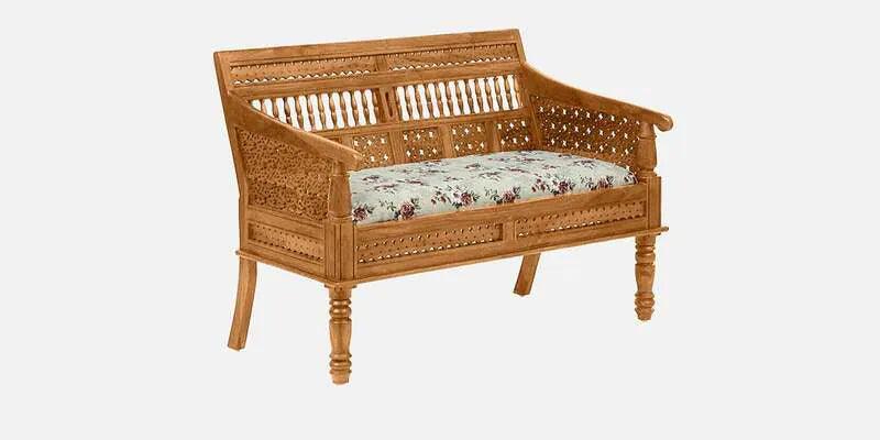 Sheesham Wood 2 Seater Sofa In Scratch Resistant Rustic Teak Finish
