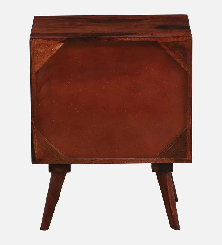 Sheesham Wood Two Drawer Bedside Table In Scratch Resistant Honey Oak Finish