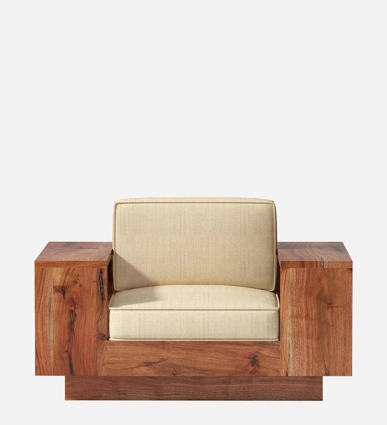 Solid Wood 1 Seater Sofa in Walnut Colour