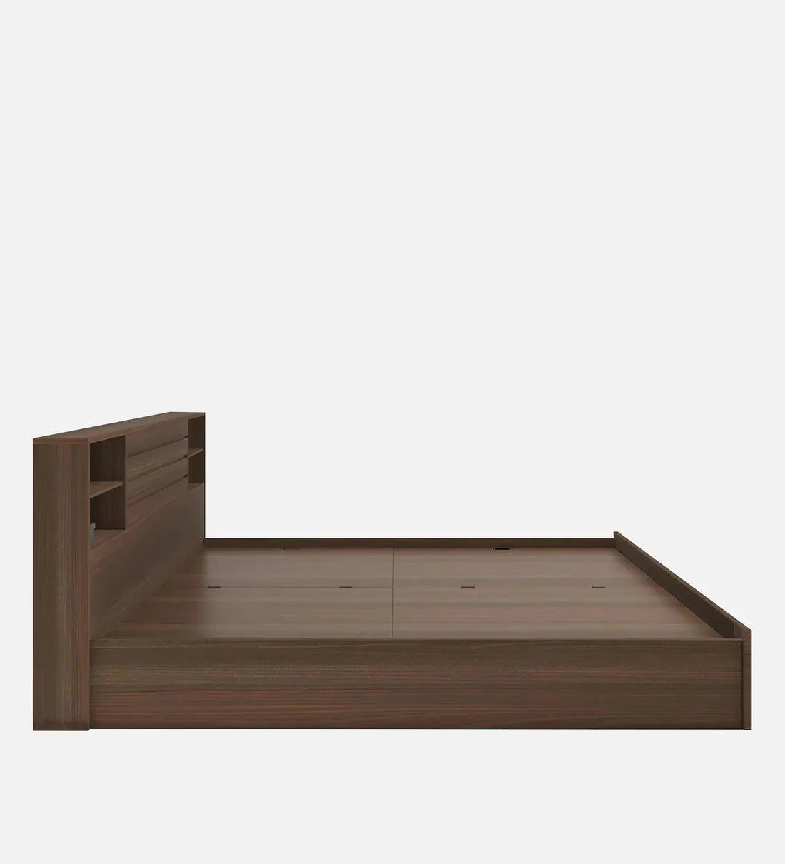 King Size Bed in Brown Finish with Box Storage