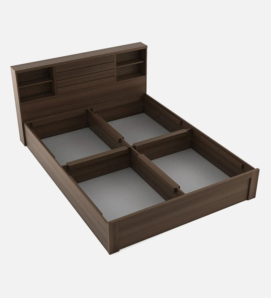 King Size Bed in Brown Finish with Box Storage