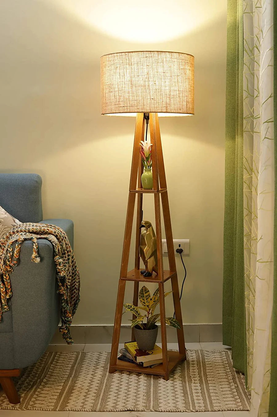 Decorative Wooden Floor Lamp for Home Decoration Living Room Corner
