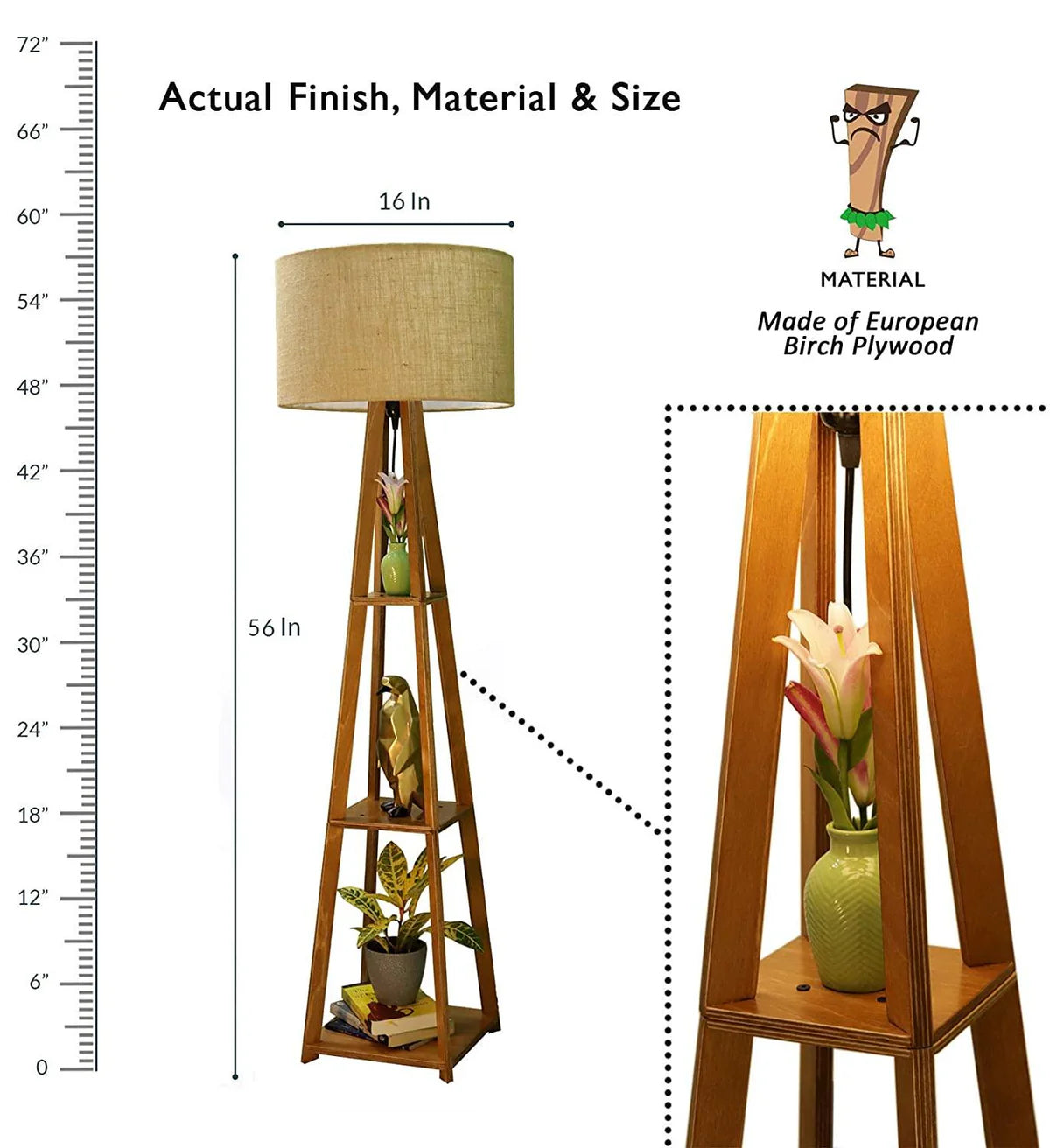 Decorative Wooden Floor Lamp for Home Decoration Living Room Corner
