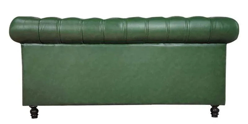 Leatherette Chesterfield 2 Seater Sofa In Olive Green Finish
