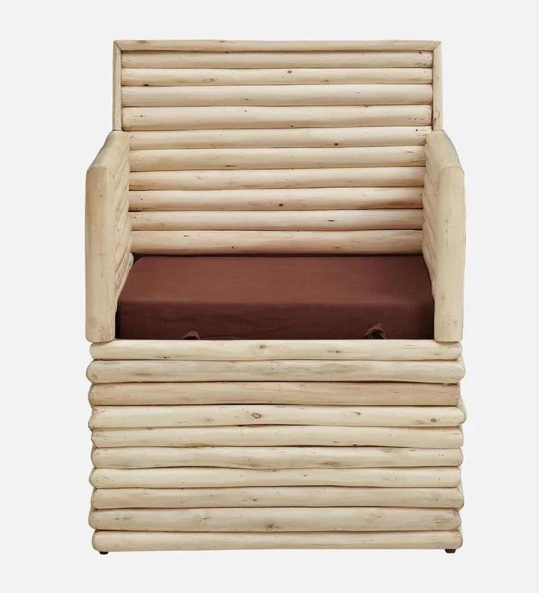 Eucalyptus Wood 1 Seater Sofa In Natural Finish