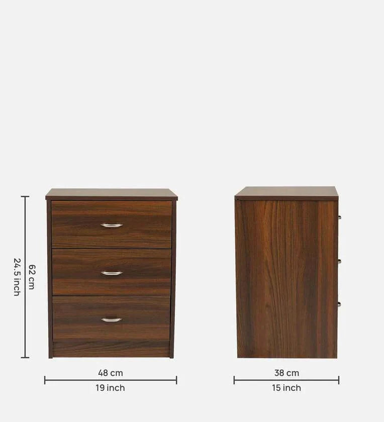 Bedside Table in Classic Walnut Finish with Drawers