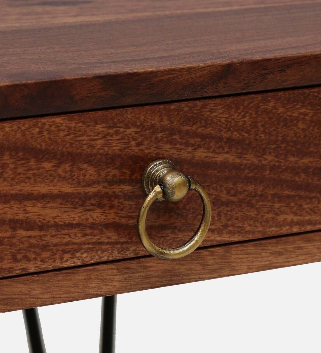 Gumina Sheesham Wood Coffee Table In Rustic Teak Finish,