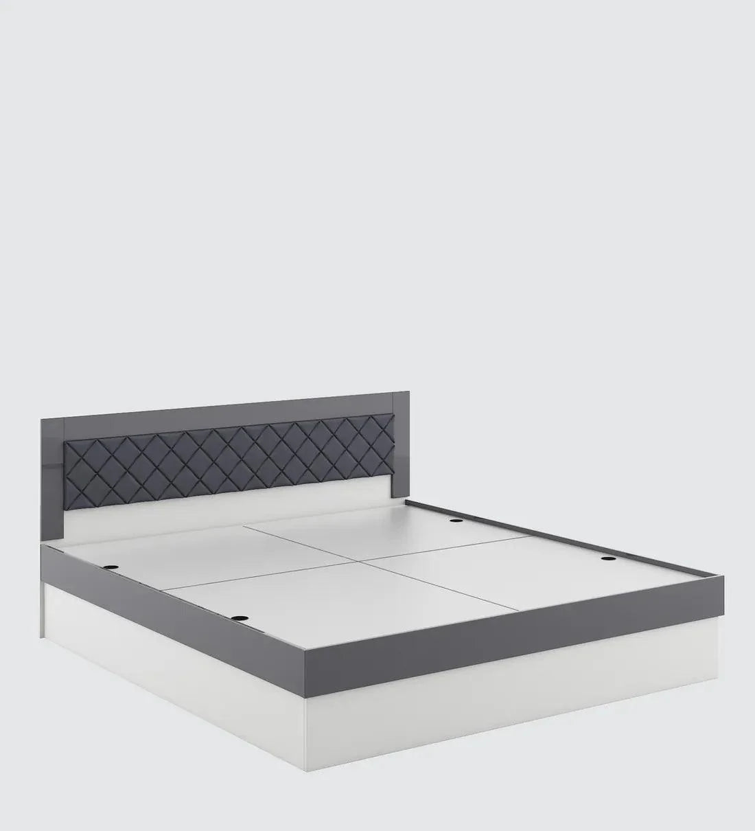 Honaya King Size Bed in Frosty White Finish with Box Storage