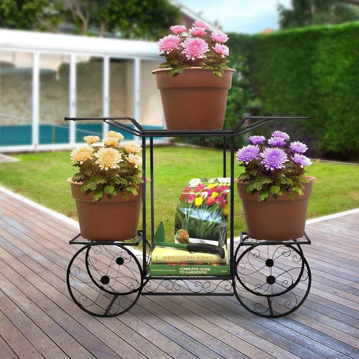 6-Tier Cart Planter Stand | Outdoor Flower Rack