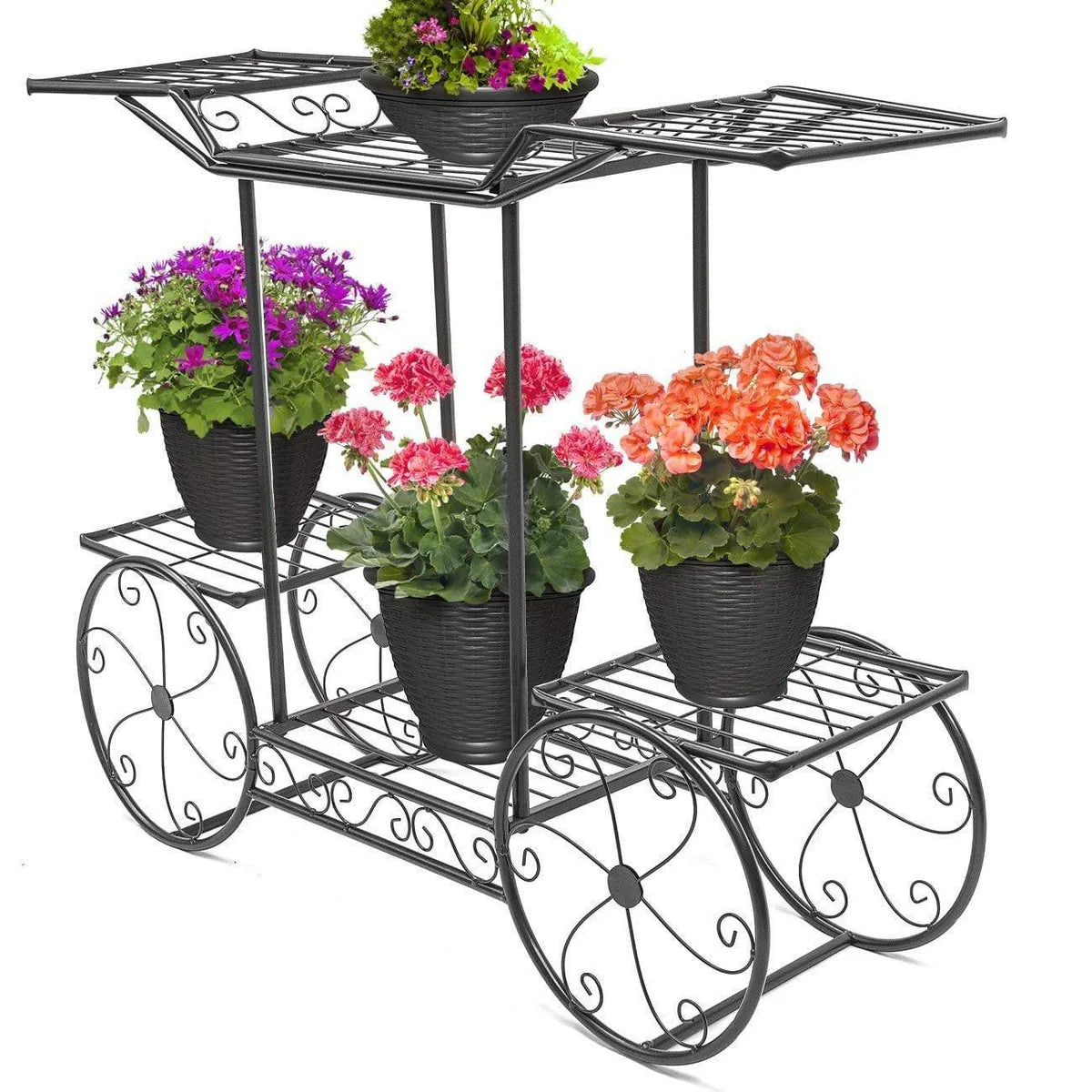 6-Tier Cart Planter Stand | Outdoor Flower Rack