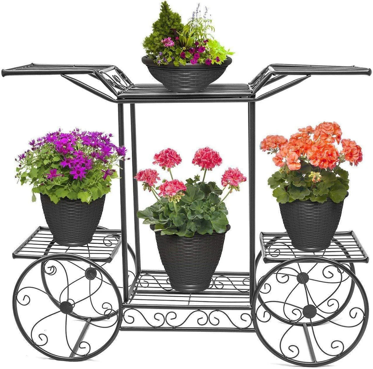 6-Tier Cart Planter Stand | Outdoor Flower Rack