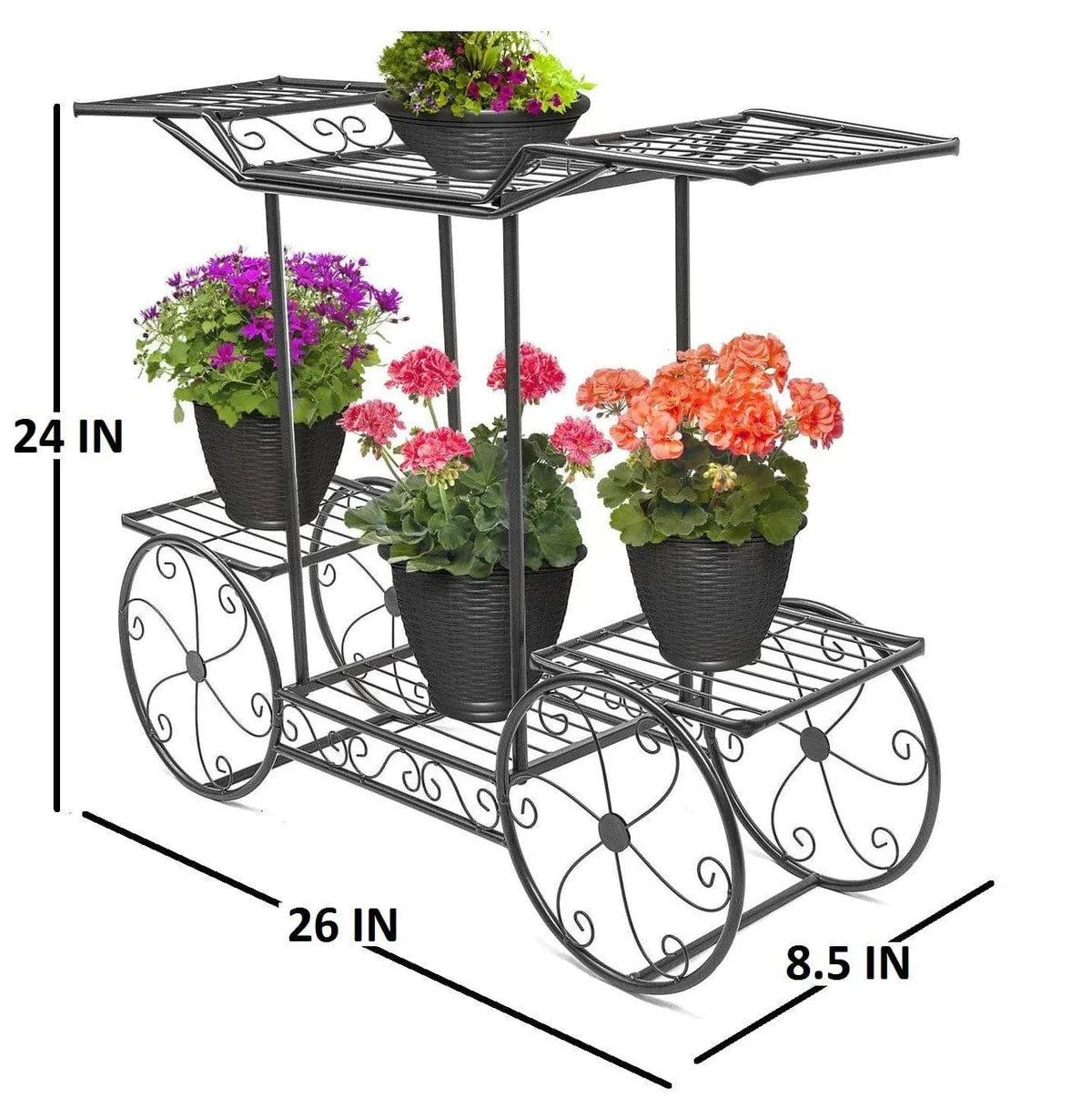 6-Tier Cart Planter Stand | Outdoor Flower Rack