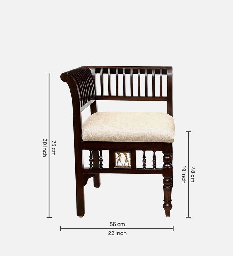 Teak Wood 1 Seater Sofa in Walnut Finish