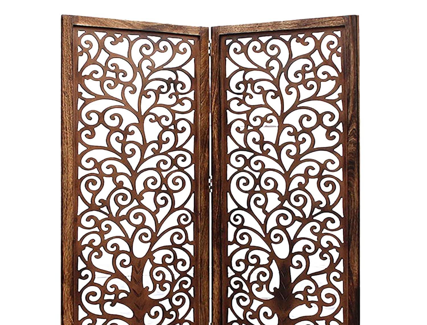 wooden Handcrafted 2 Panel Brown Wooden Room Partition/Divider