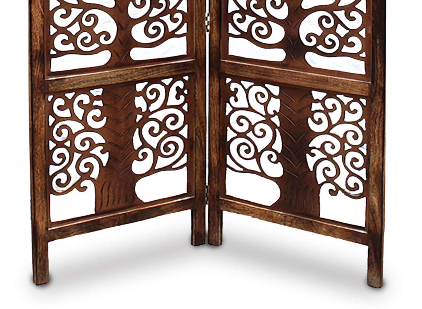 wooden Handcrafted 2 Panel Brown Wooden Room Partition/Divider