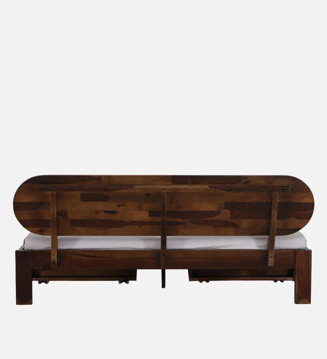 Sheesham Wood King Size Bed With Drawer Storage In Scratch Resistant Teak Finish