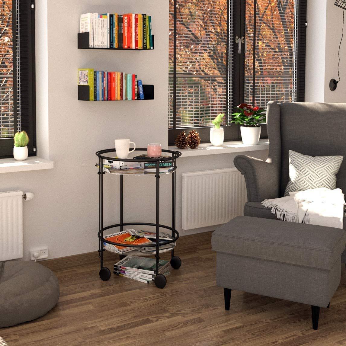 Floating Wall Mount Metal U Shape Shelf Bookcase Black Set of 2