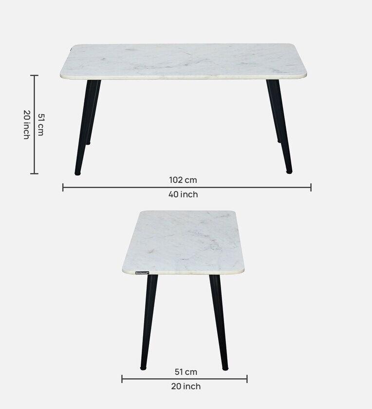 Marble Coffee Table in White Finish