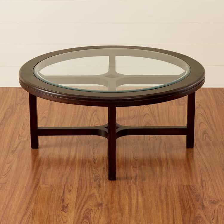 Glass Top Coffee Table with Stools - Brown