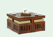 Solid Wooden Coffee Table With 4 Stools – Natural Finish
