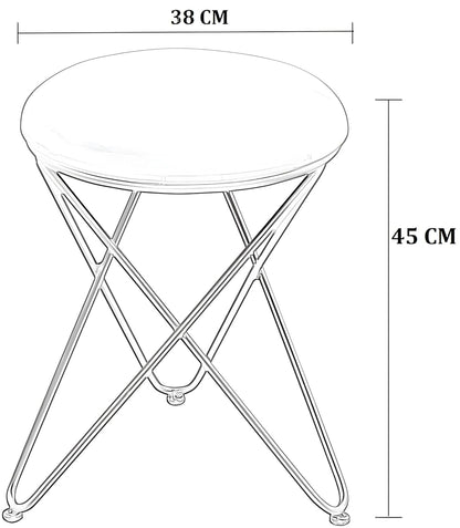 JUMBO CRAFTS Metal Sitting Stool for Bedroom & Living Room, Sofa Side Stool, Metal Small Ottoman Footrest Stool, Makeup Chair, Pouf for Office & Home Decoration - (Grey)