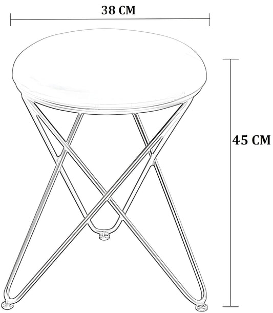 JUMBO CRAFTS Metal Sitting Stool for Bedroom & Living Room, Sofa Side Stool, Metal Small Ottoman Footrest Stool, Makeup Chair, Pouf for Office & Home Decoration - (Grey)