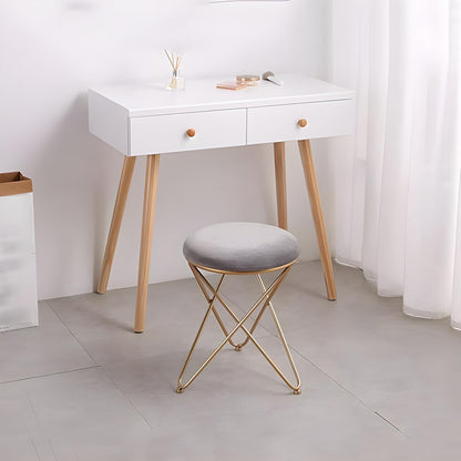 JUMBO CRAFTS Metal Sitting Stool for Bedroom & Living Room, Sofa Side Stool, Metal Small Ottoman Footrest Stool, Makeup Chair, Pouf for Office & Home Decoration - (Grey)