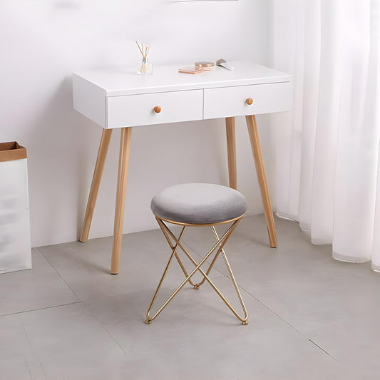 JUMBO CRAFTS Metal Sitting Stool for Bedroom & Living Room, Sofa Side Stool, Metal Small Ottoman Footrest Stool, Makeup Chair, Pouf for Office & Home Decoration - (Grey)
