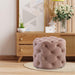DOE BUCK ROUND TUFTED VELVET OTTAMAN/POUFEE IN PINK