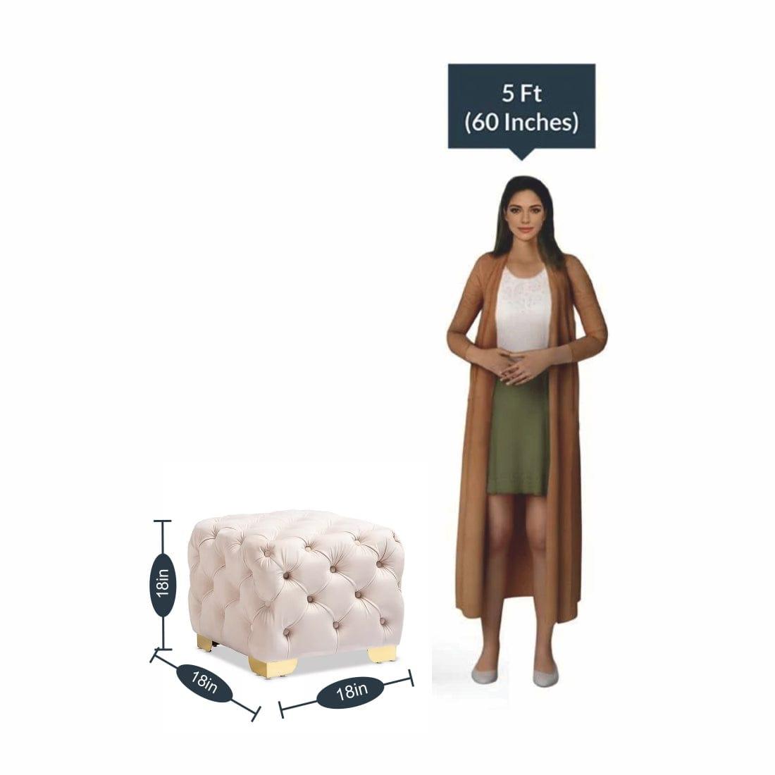 DOE BUCK SQUARE VELVET OTTOMAN/POUFEE (BABY PINK )