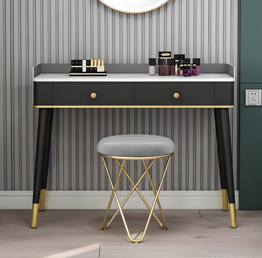 JUMBO CRAFTS Metal Sitting Stool for Bedroom & Living Room, Sofa Side Stool, Metal Small Ottoman Footrest Stool, Makeup Chair, Pouf for Office & Home Decoration - (Grey)