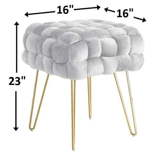 Flemin Wide Velvet Tufted Square Cocktail Ottoman