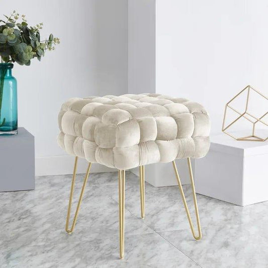 Flemin Wide Velvet Tufted Square Cocktail Ottoman