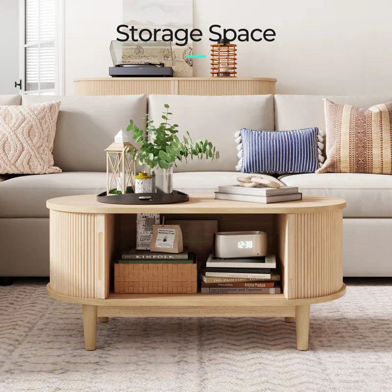Leathia Fluted Coffee Table With Storage