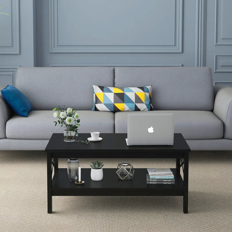 Rectangular Coffee Table with Storage For Living Room