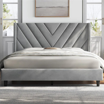 Permelia Upholstered Wingback Bed