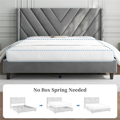 Permelia Upholstered Wingback Bed